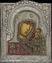 Икона «Богоматерь Казанская» в серебряном окладе