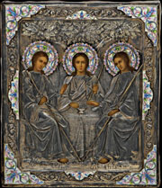 Икона «Троица Ветхозаветная» в серебряном окладе