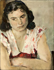 Гришин Николай Ильич (1921–1985). «Портрет женщины в красном платье. Галя», 1947 г.