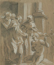 Карраччи Лодовико / Lodovico Carracci (1555−1619)<br />«Святой Бенедикт воскрешает злосчастно погибших при строительстве монастыря», ок. 1604−1605 гг.