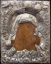 Икона «Богоматерь Корсунская» в серебряном окладе