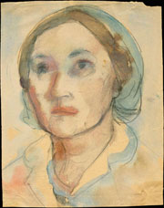 Жегин (Шехтель) Лев Федорович (1892–1969) «Портрет Е. Рудиной в голубой косынке», 1950-е гг.