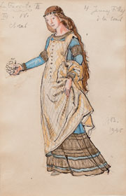 Бенуа Александр Николаевич (1870–1960)<br />«Девушка с букетом». Эскиз костюма, 1945 г.