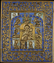 Икона «Богоматерь Смоленская с Деисусным чином, архангелами<br>и избранными святыми»