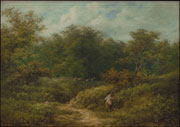 Гилл У.У. (Gill W.W.) «Пейзаж с девочкой, собирающей цветы», конец XIX в.