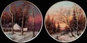 Неизвестный художник (школа Ю.Ю. Клевера)<br />«Зимние пейзажи» (парные), конец XIX – начало XX вв.