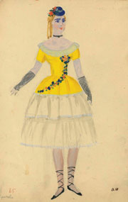 Шухаев Василий Иванович (1887−1973)<br />«Девушка в синей шляпке». Эскиз театрального костюма, 1945 г.