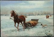 Сычков Федот Васильевич (1870–1958) «Зимний пейзаж с лошадью», 1903 г.