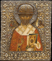 Икона «Святитель Николай Чудотворец» в серебряном окладе