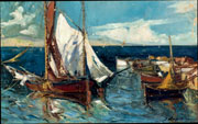 Лапшин Георгий Александрович (1885–1951) «Морской пейзаж с лодками», вторая четверть XX в.